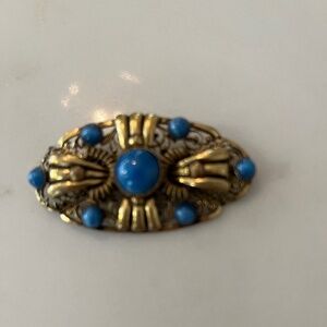 Vintage Blue Brooch / Pin, stamped "Czecho"
